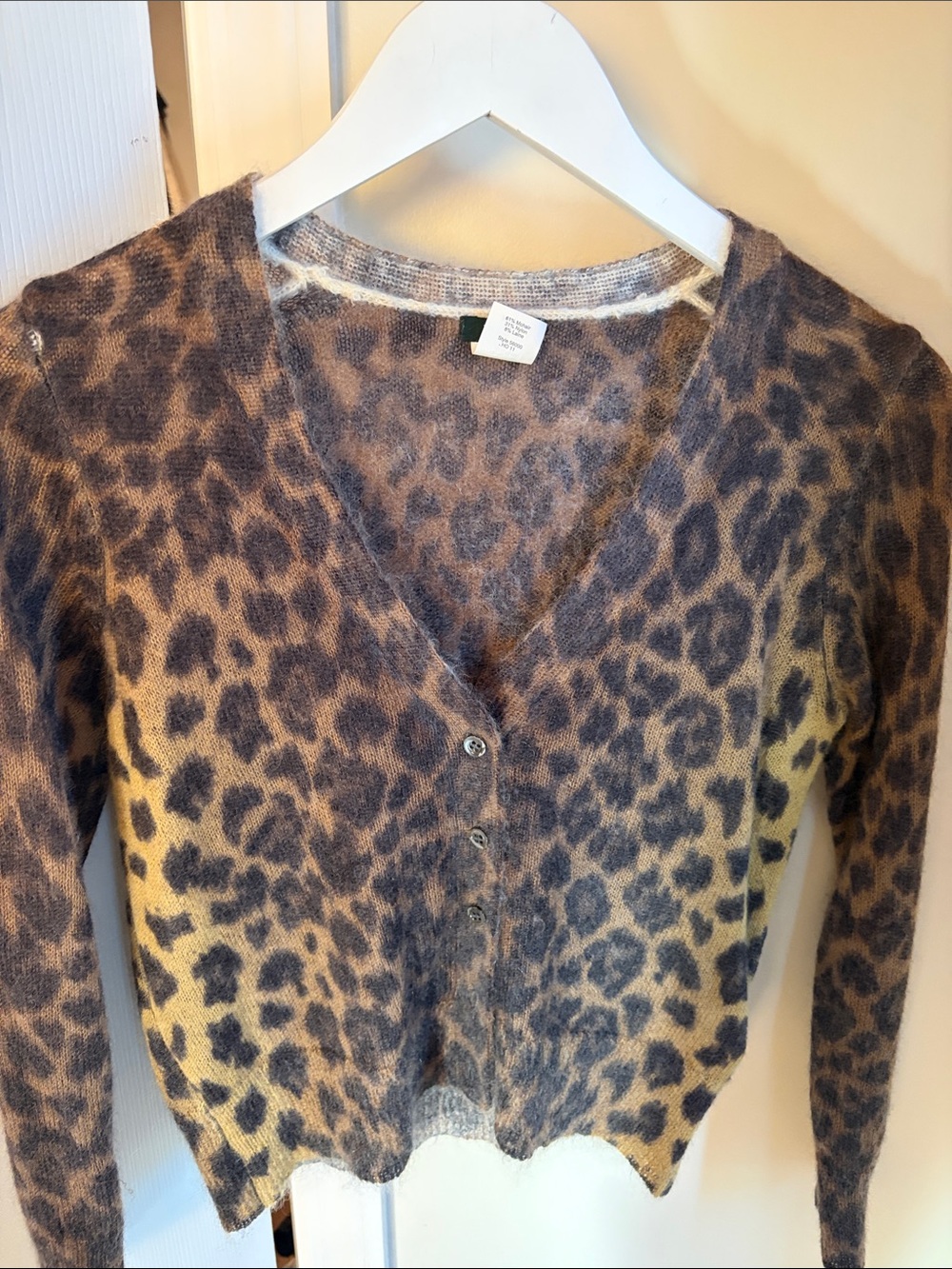 J. Crew Leopard Print V-Neck Cardigan - Brown, Tan